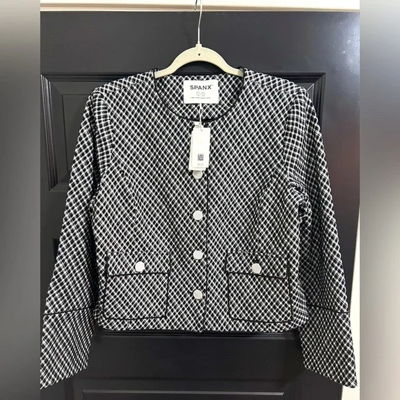 NWT SPANX Ponte Lady Jacket, Large in Black\White